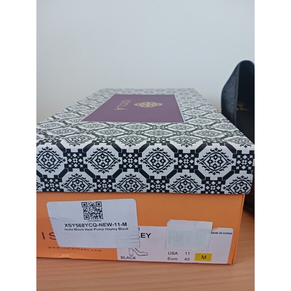 Isola Womens Block High Heels Pumps Hayley Black Foil Snake Print Size 11 - Picture 8 of 9